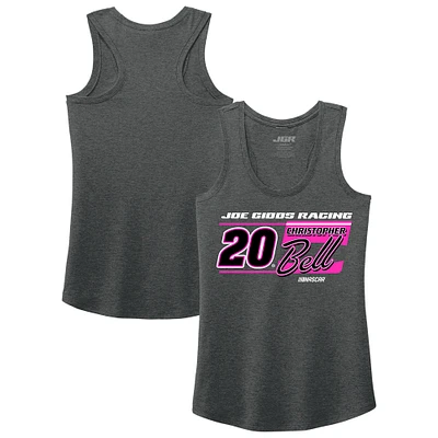 Débardeur pour femme avec nom et numéro de Christopher Bell la collection Joe Gibbs Racing Team Heather Black