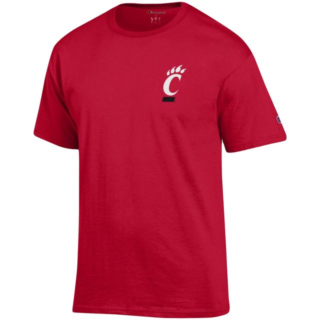 T-shirt Champion pour homme rouge Cincinnati Bearcats Stack 2-Hit
