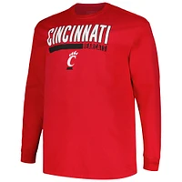 Men's Profile Red Cincinnati Bearcats Big & Tall Two-Hit Long Sleeve T-Shirt