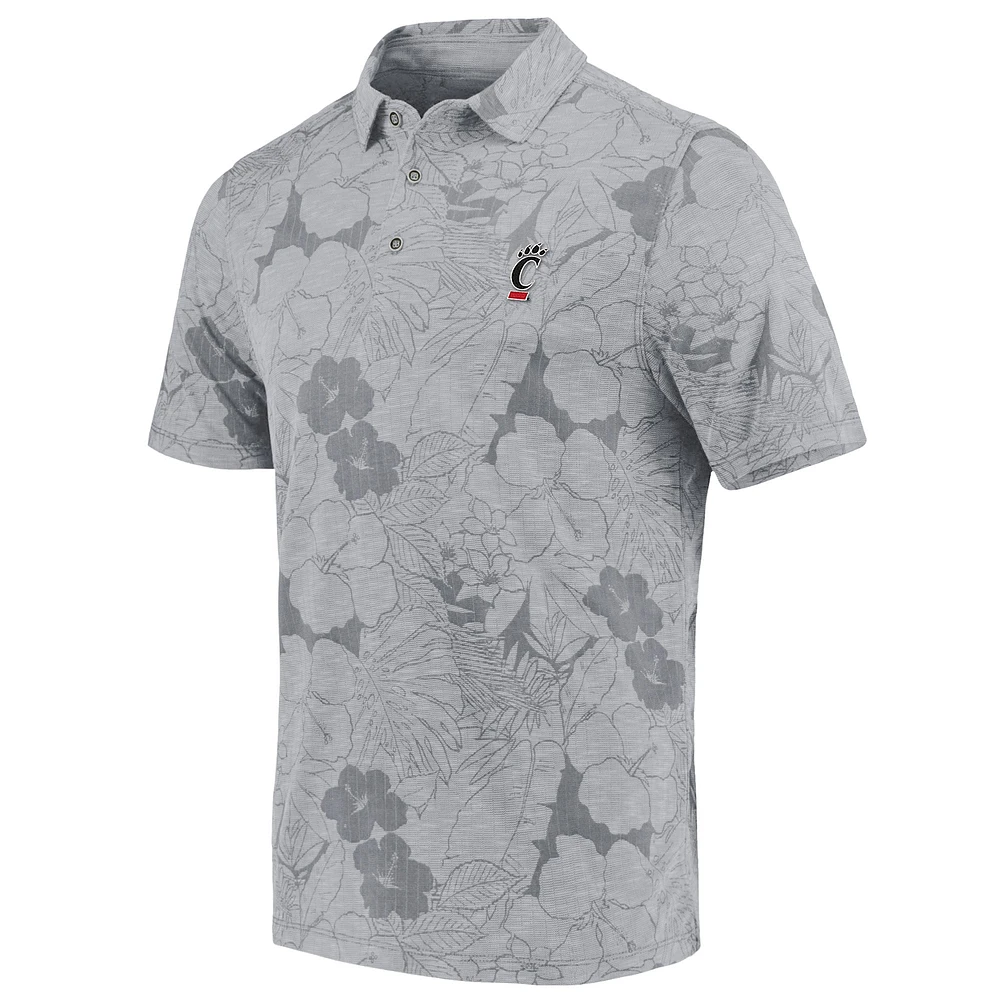 Men's Tommy Bahama Gray Cincinnati Bearcats Miramar Blooms Polo