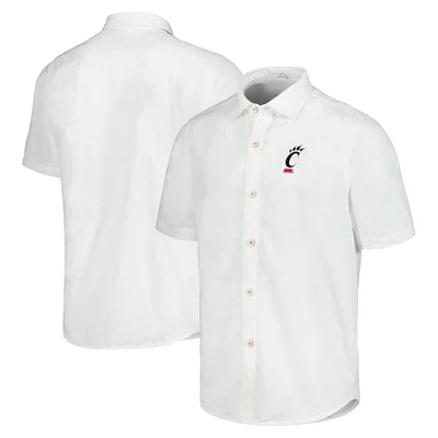Chemise boutonnée Tommy Bahama pour hommes, Cincinnati Bearcats, Coconut Point, Palm Vista, IslandZone Camp, blanche