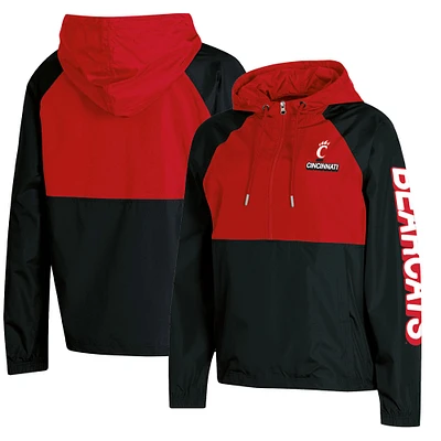 Veste à capuche demi-glissière repliable couleurs contrastées Champion des Bearcats de Cincinnati pour femme, noire