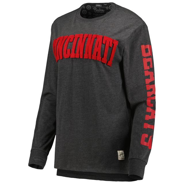 T-shirt à manches longues Pressbox Cincinnati Bearcats Two-Hit Canyon pour femme, noir