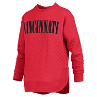 Women's Pressbox Red Cincinnati Bearcats Quilted Long Sleeve Pullover Sweatshirt