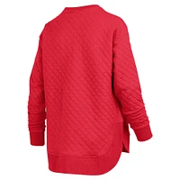 Women's Pressbox Red Cincinnati Bearcats Quilted Long Sleeve Pullover Sweatshirt