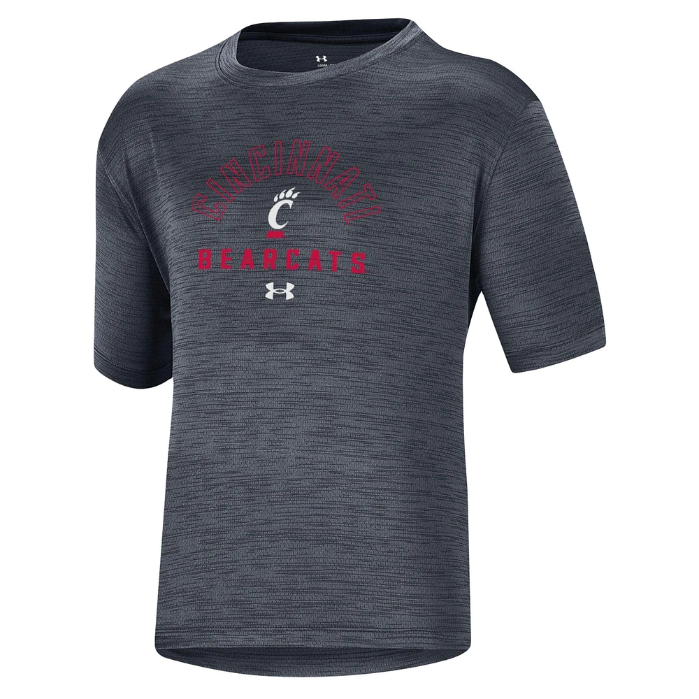 Youth Under Armour Heather Black Cincinnati Bearcats Vent Tech Mesh Performance T-Shirt