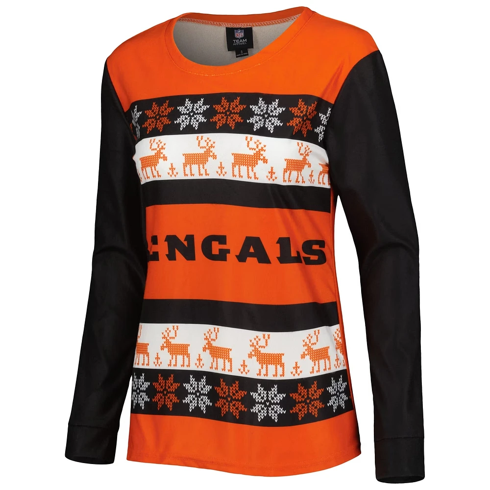 Women's FOCO Black Cincinnati Bengals Wordmark Ugly Pajama Set