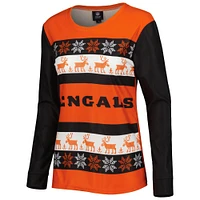 Women's FOCO Black Cincinnati Bengals Wordmark Ugly Pajama Set