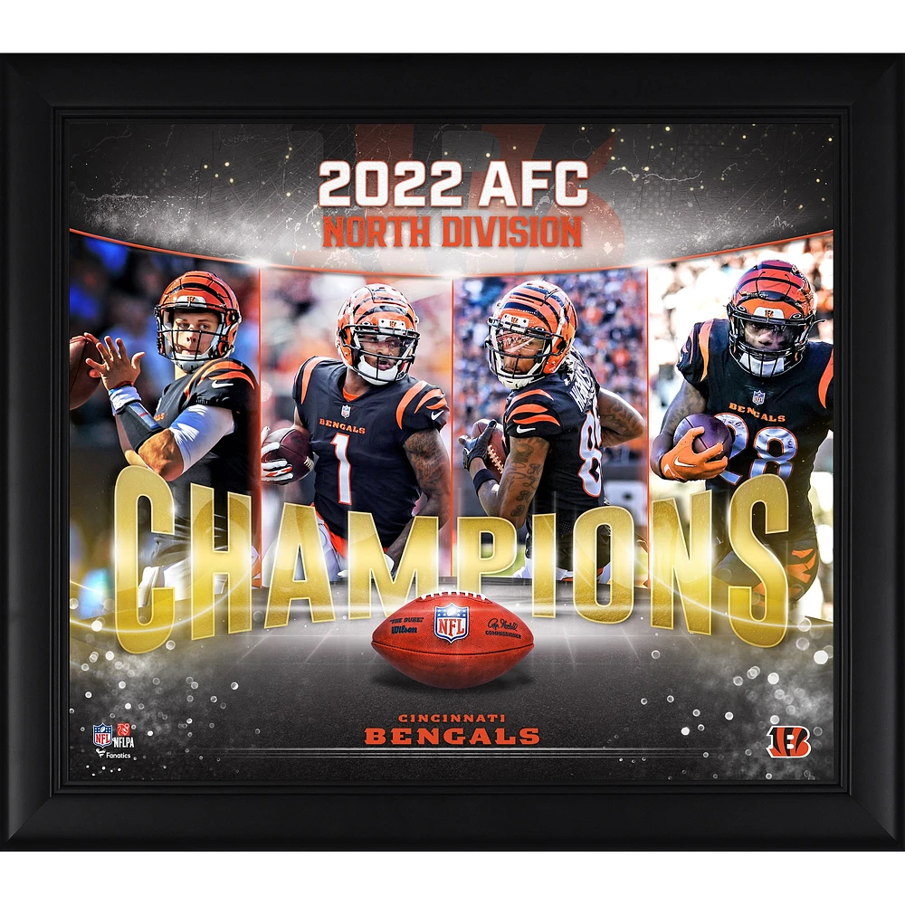 Collage 15'' x 17'' des champions de la division nord de l'AFC 2022 des Bengals de Cincinnati
