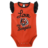 Girls Newborn & Infant Black/Orange Cincinnati Bengals Spread the Love 2-Pack Bodysuit Set