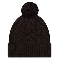 Girls Youth New Era  Black Cincinnati Bengals Cabled Cuffed Knit Hat with Pom