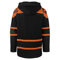 Men's '47 Black Cincinnati Bengals Dark Pop Lace-Up Pullover Hoodie