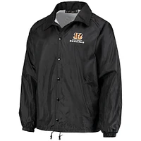 Men's Black Cincinnati Bengals Coaches Classic Raglan Full-Snap Windbreaker Jacket