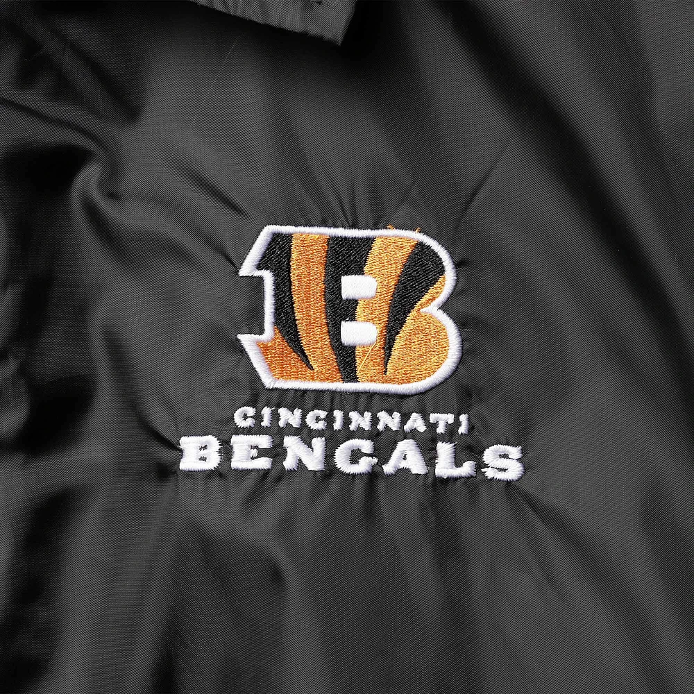 Men's Black Cincinnati Bengals Coaches Classic Raglan Full-Snap Windbreaker Jacket