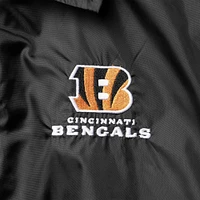 Men's Black Cincinnati Bengals Coaches Classic Raglan Full-Snap Windbreaker Jacket