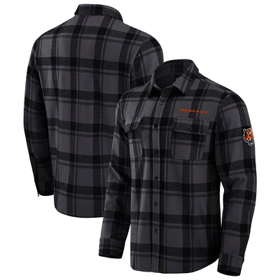 Men's Darius Rucker Collection by Fanatics Black Cincinnati Bengals Plaid Button-Up Shirt