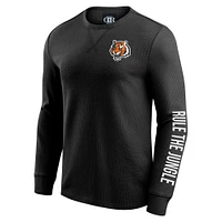 Men's Darius Rucker Collection by Fanatics Black Cincinnati Bengals Washed Waffle-Knit Long Sleeve T-Shirt