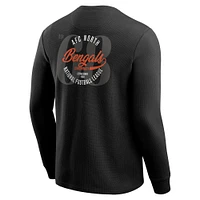 Men's Darius Rucker Collection by Fanatics Black Cincinnati Bengals Washed Waffle-Knit Long Sleeve T-Shirt
