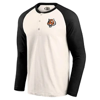 Men's Darius Rucker Collection by Fanatics Cream/Black Cincinnati Bengals Raglan Henley T-Shirt
