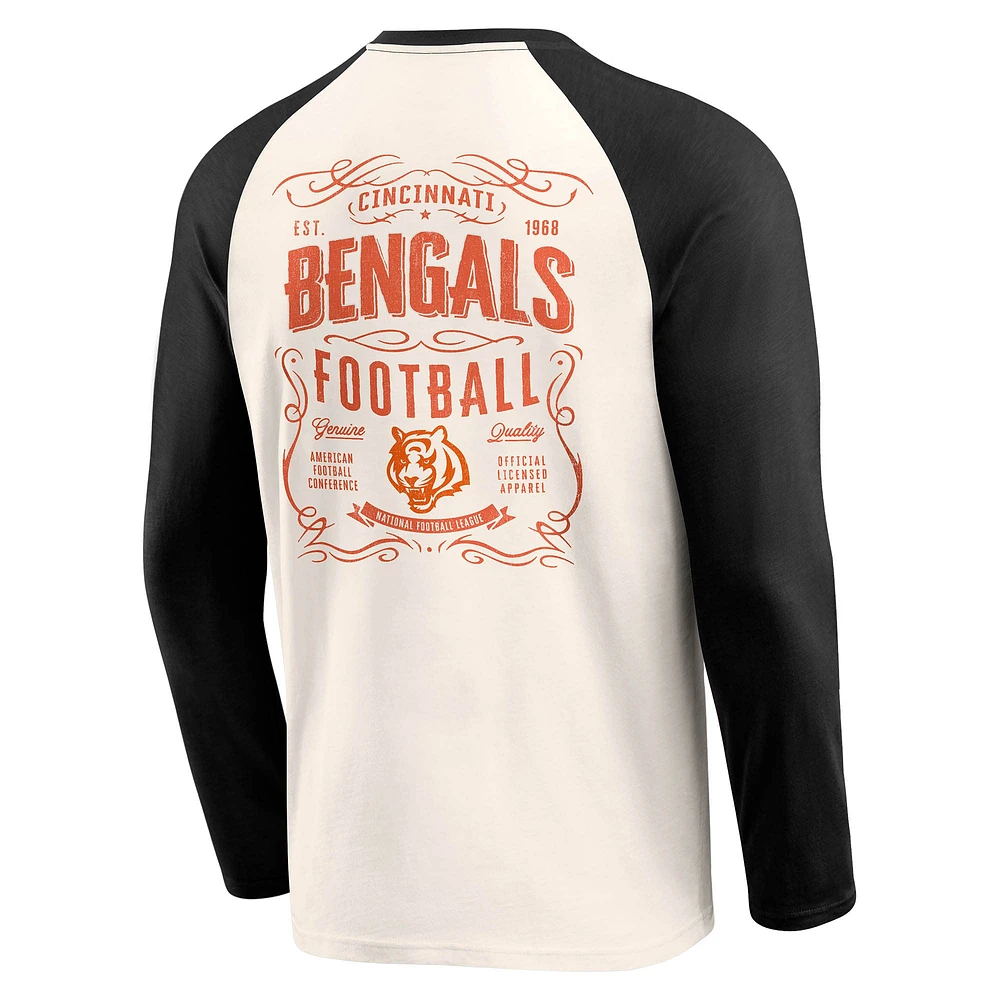 Men's Darius Rucker Collection by Fanatics Cream/Black Cincinnati Bengals Raglan Henley T-Shirt