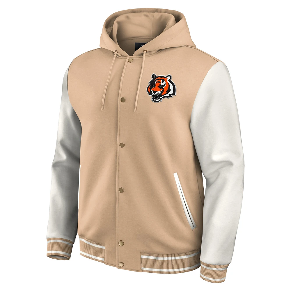 Men's Darius Rucker Collection by Fanatics Tan Cincinnati Bengals Baseball Full-Snap Tri-Blend Hoodie Jacket