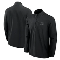 Men's Fanatics Black Cincinnati Bengals Front Office Micro Tonal Quarter-Zip Pullover