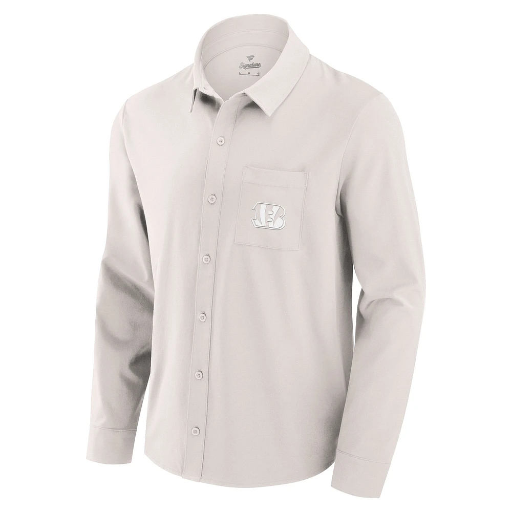 Men's Fanatics Cream Cincinnati Bengals Front Office Long Sleeve Button-Up Shirt