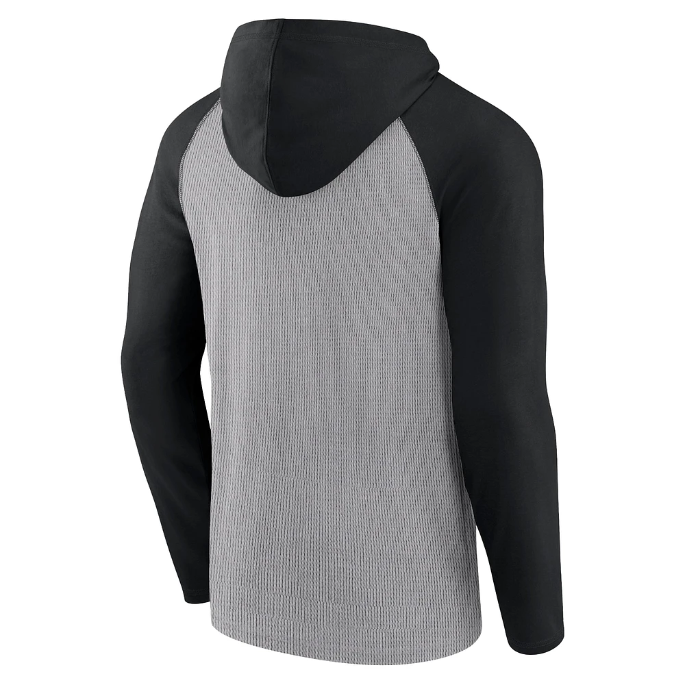 Men's Fanatics Gray/Black Cincinnati Bengals Under Center Long Sleeve Hoodie T-Shirt