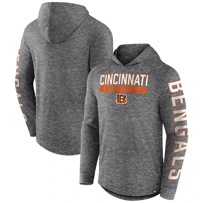 T-shirt à capuche manches longues Fanatics Heather Charcoal Cincinnati Bengals Pill Stack pour hommes