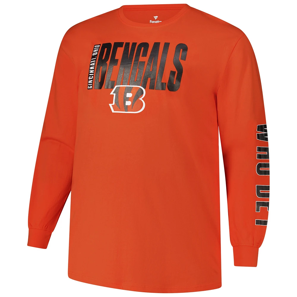 Men's Fanatics  Orange Cincinnati Bengals Big & Tall Vision Long Sleeve T-Shirt
