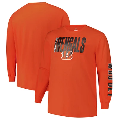 T-shirt à manches longues Fanatics Orange Cincinnati Bengals Big & Tall Vision pour hommes
