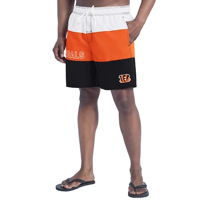 Short de bain G-III Sports by Carl Banks pour homme, noir/orange, motif Sunrise Volley des Bengals Cincinnati