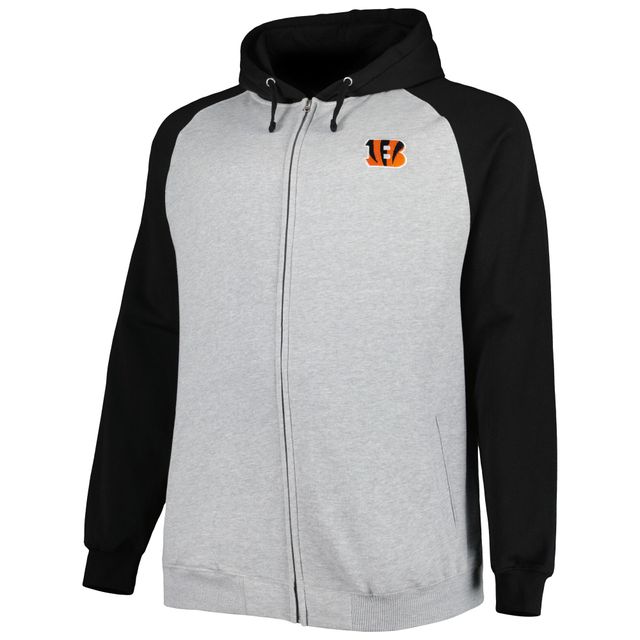 Veste à capuche raglan en polaire Big & Tall pour homme gris chiné Cincinnati Bengals