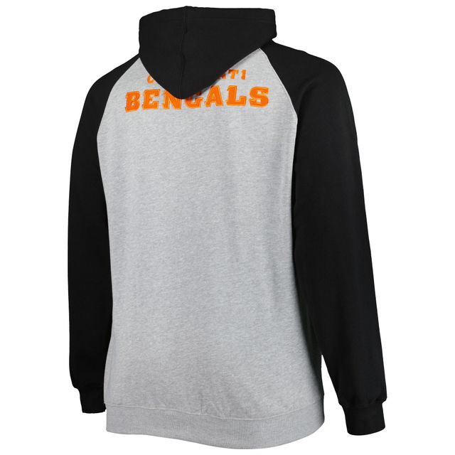 Veste à capuche raglan en polaire Big & Tall pour homme gris chiné Cincinnati Bengals