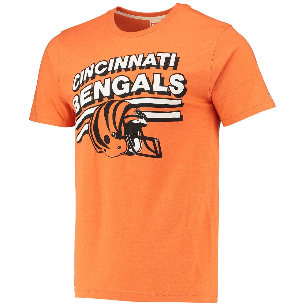 Men's Homage Orange Cincinnati Bengals Stripes Tri-Blend T-Shirt