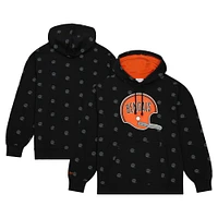 Men's Mitchell & Ness Black Cincinnati Bengals Allover Print Fleece Pullover Hoodie