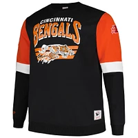 Men's Mitchell & Ness Black Cincinnati Bengals Big Tall Fleece Pullover Sweatshirt
