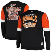 Men's Mitchell & Ness Black Cincinnati Bengals Big Tall Fleece Pullover Sweatshirt