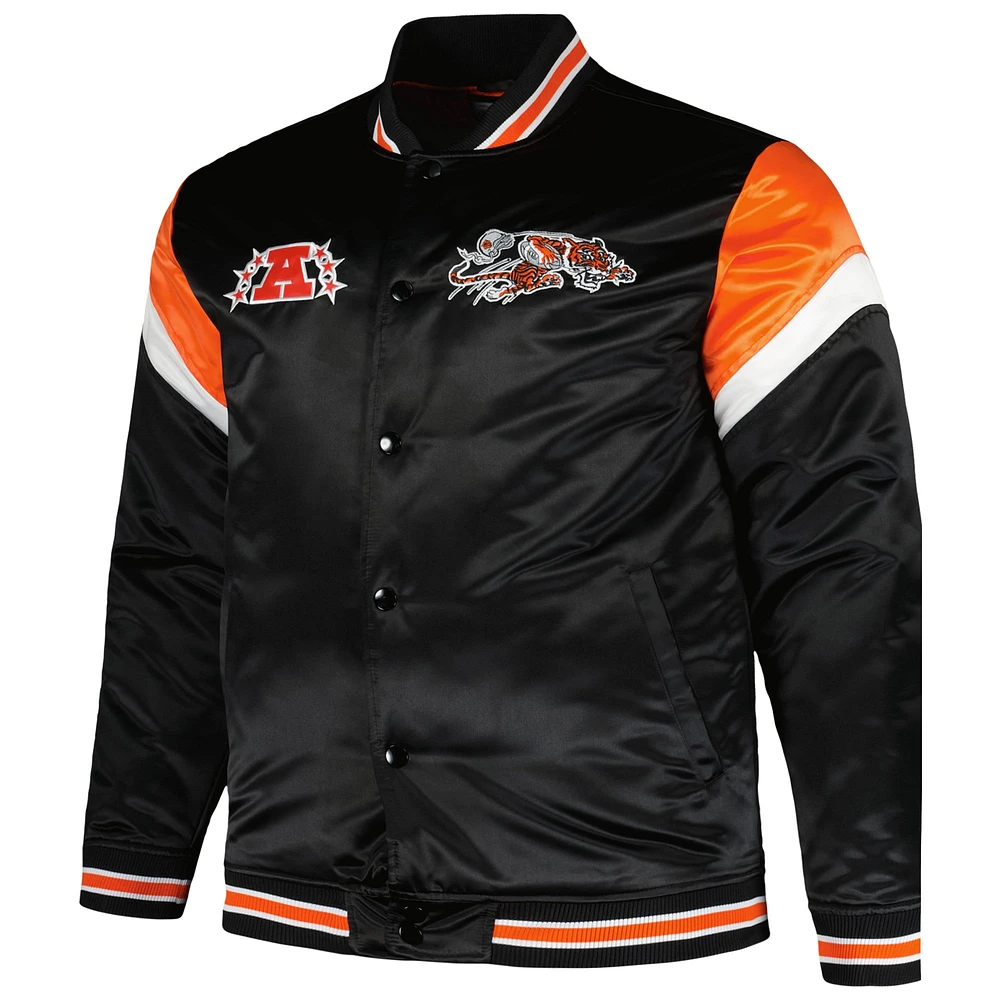 Men's Mitchell & Ness  Black Cincinnati Bengals Big Tall Satin Full-Snap Jacket