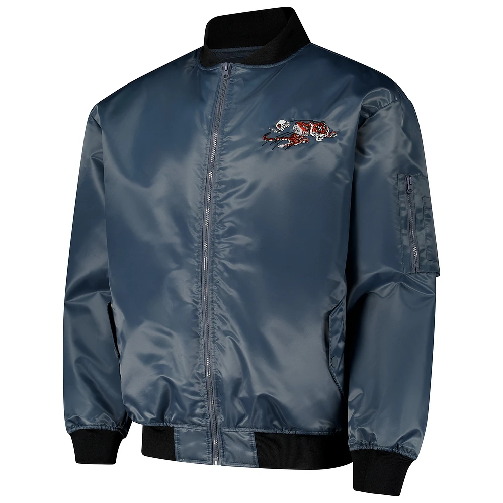 Men's Mitchell & Ness Charcoal Cincinnati Bengals Big Tall Bomber Full-Zip Jacket