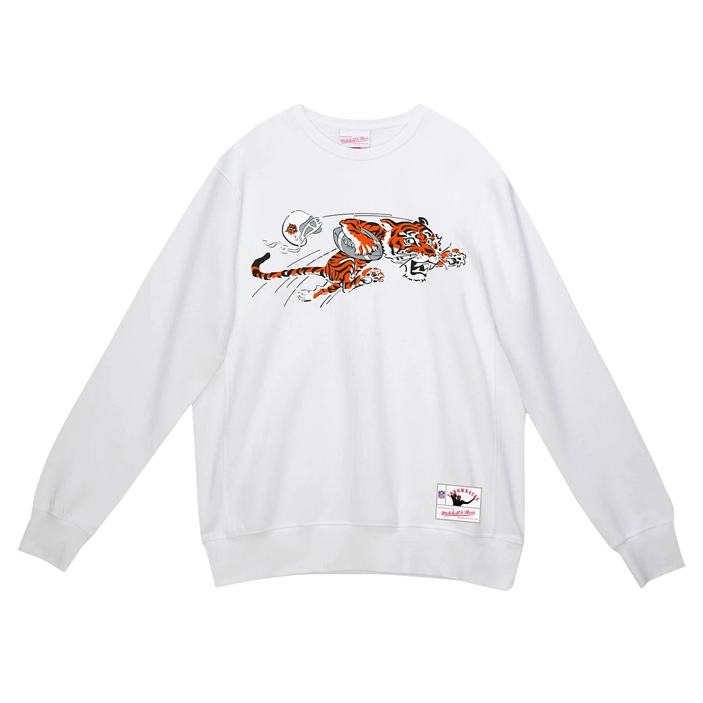 Men's Mitchell & Ness White Cincinnati Bengals Basic Fleece Pullover Sweatshirt