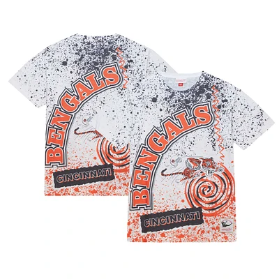 T-shirt sublimé blanc Mitchell & Ness Cincinnati Bengals Team Burst pour hommes