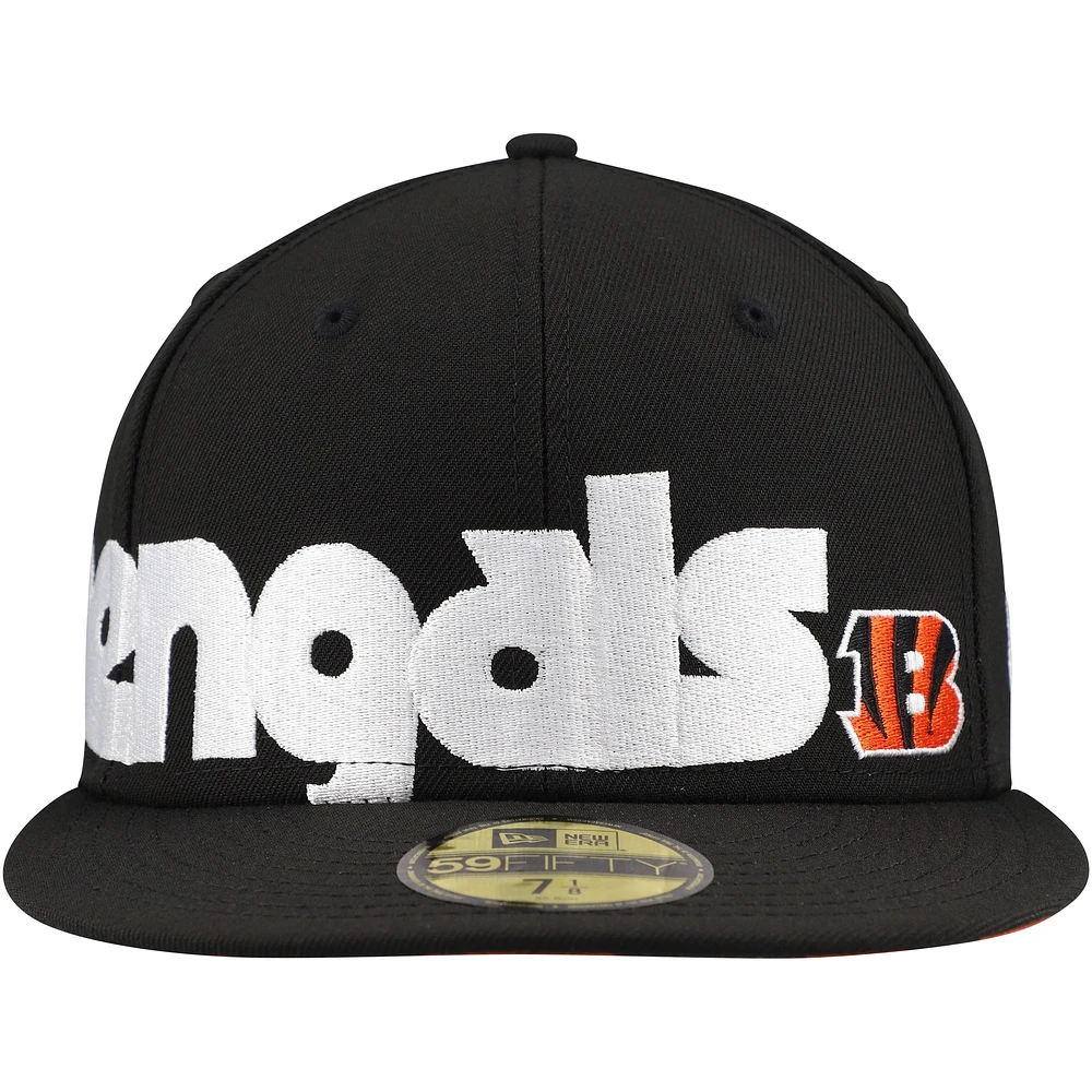 Men's New Era Black Cincinnati Bengals Checkered Undervisor 59FIFTY Fitted Hat