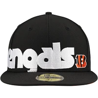 Men's New Era Black Cincinnati Bengals Checkered Undervisor 59FIFTY Fitted Hat