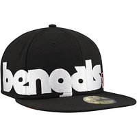 Men's New Era Black Cincinnati Bengals Checkered Undervisor 59FIFTY Fitted Hat