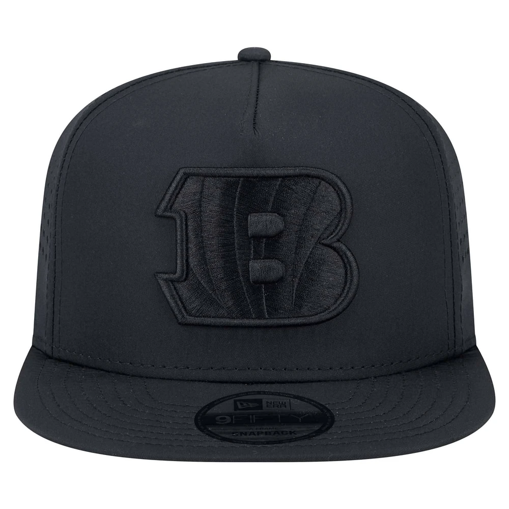 Men's New Era Black Cincinnati Bengals Hydro A-Frame 9FIFTY Snapback Hat