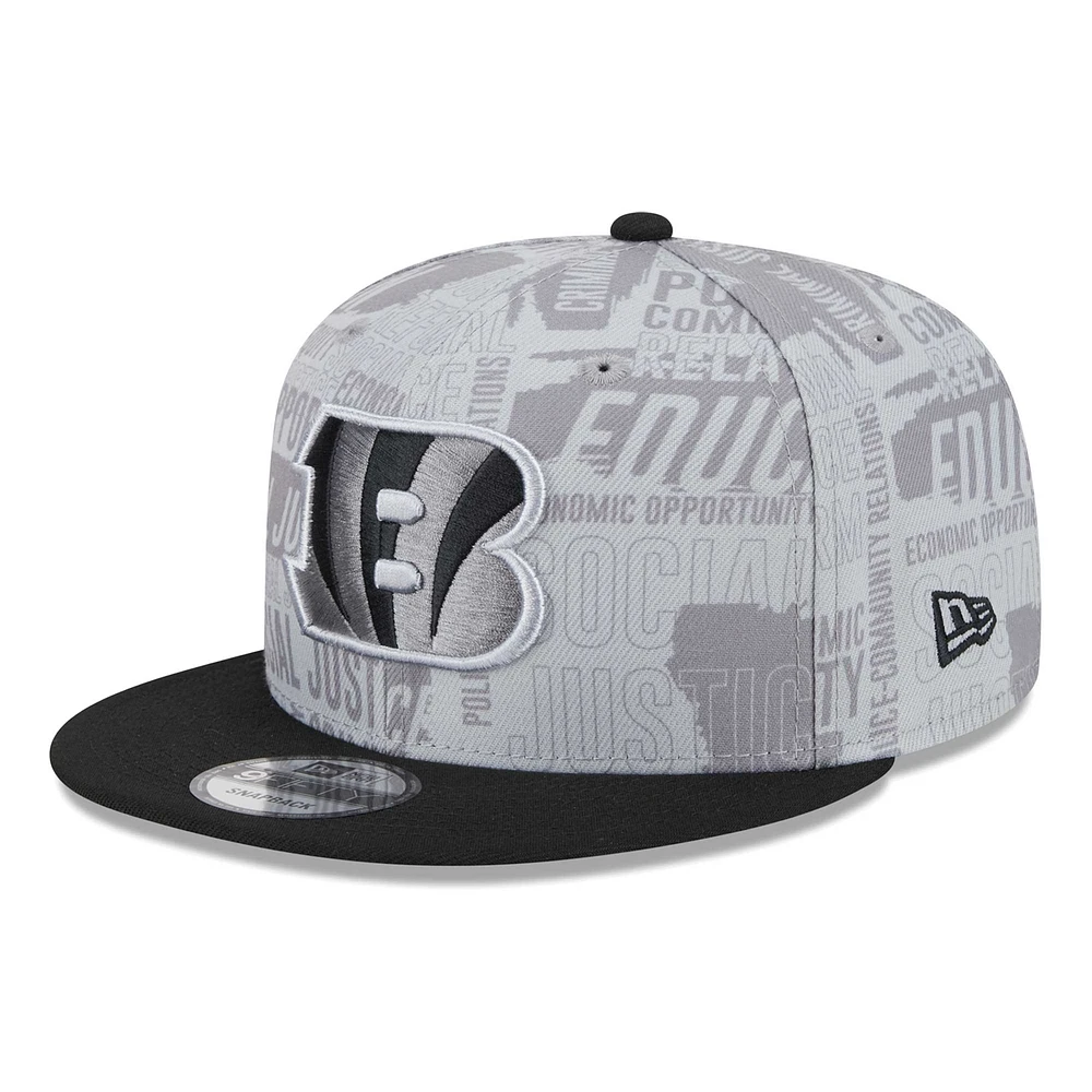 Men's New Era Gray/Black Cincinnati Bengals Inspire Change 9FIFTY Snapback Hat
