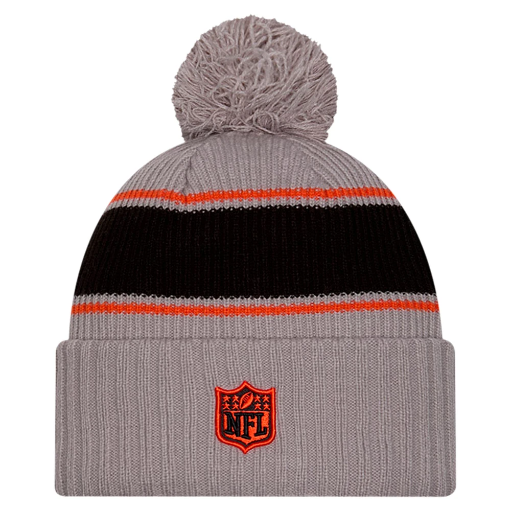 Men's New Era  Gray Cincinnati Bengals 2024 Sideline Sport Cuffed Knit Hat with Pom