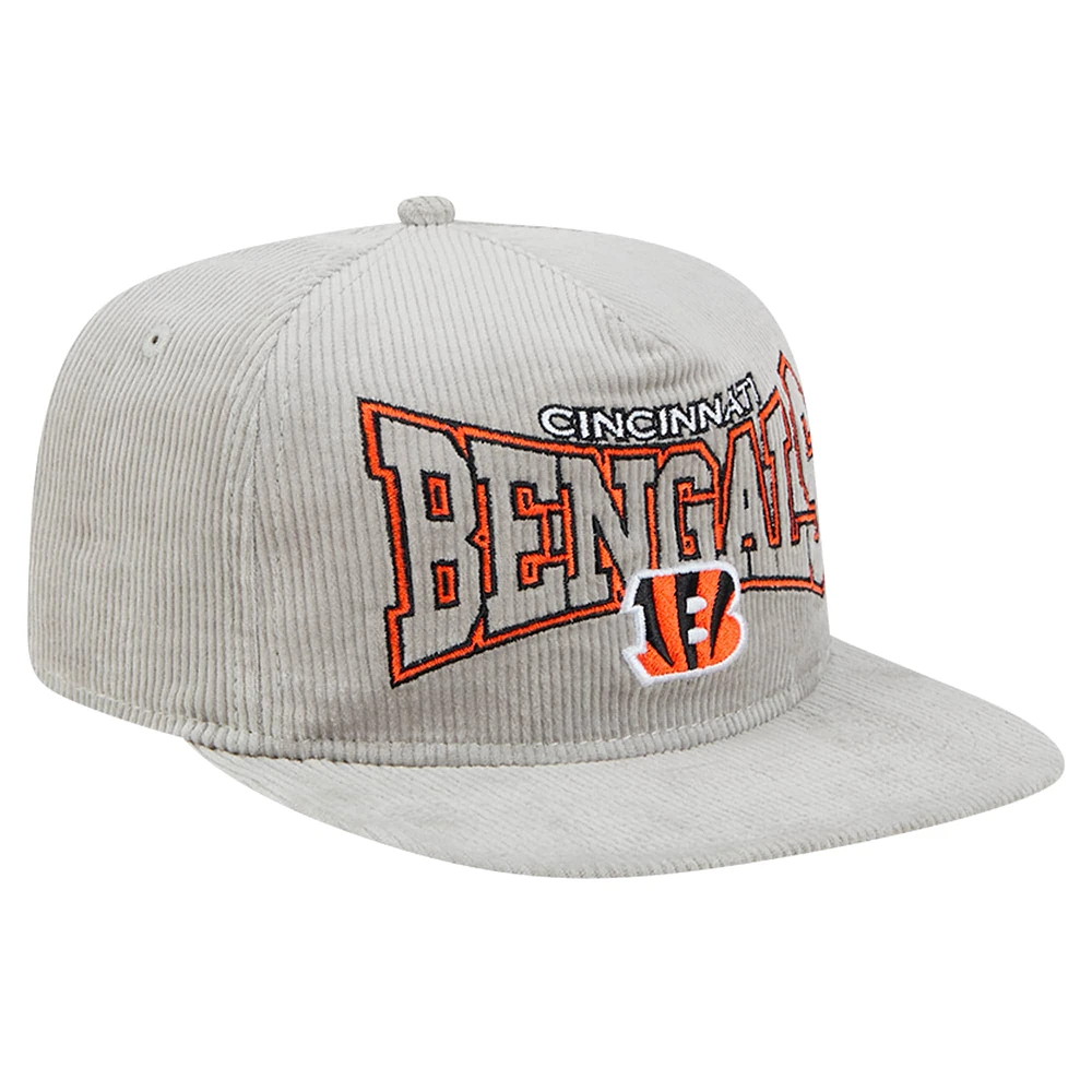 Casquette de golf snapback à cordon de serrage Cincinnati Bengals de New Era pour homme, grise