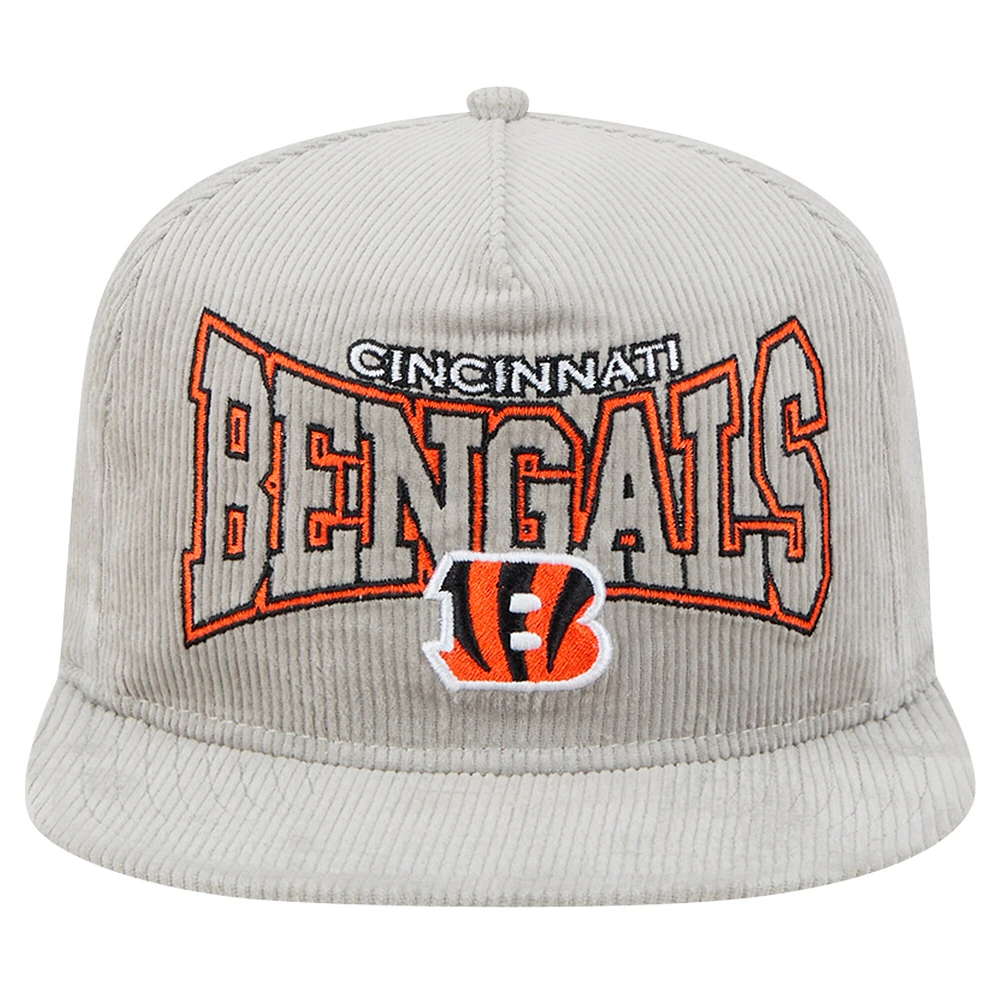 Casquette de golf snapback à cordon de serrage Cincinnati Bengals de New Era pour homme, grise